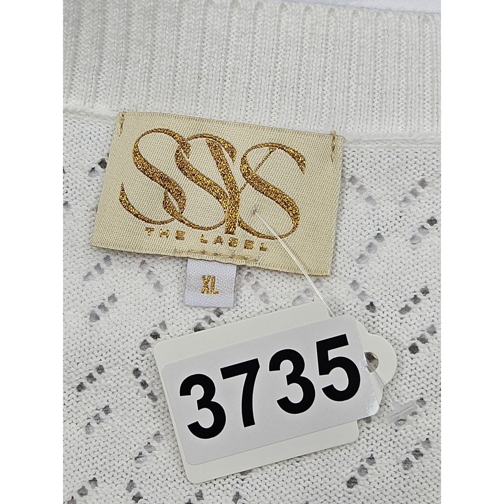 SSYS The Label American Flag Pointelle Sweater Vest White XL Patriotic Cotton - Picture 5 of 6